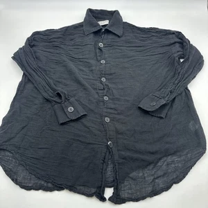 Tan + Lines By Sivan Ayla Button Up Shirt Men Size 2 Black Solid ..#32533 - Picture 1 of 9