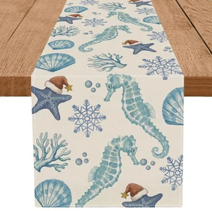 Weihnachten Tischläufer Küste Strand Seepferdchen Seestern Tischläufer Saisona... - Bild 1 von 5