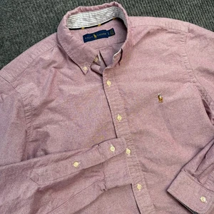 Polo Ralph Lauren Shirt Men Large Heathered Maroon Oxford Button Down Flesh Pony - Picture 1 of 8
