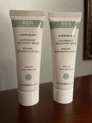 2 X REN Clean Skincare Evercalm Overnight Recovery Balm tamaño de viaje 0,17 oz fl oz Foto 1 de 4