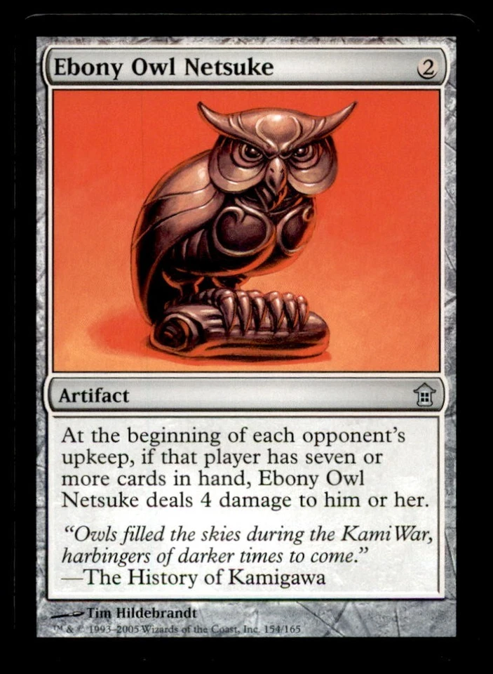 Ebony Owl Netsuke Saviors of Kamigawa Light Play MTG Magic the Gathering - Image 1 of 1