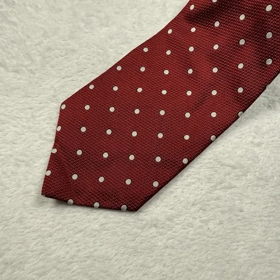 Lauren Ralph Lauren Men’s Necktie Red w/ White Polka Dots 100% Silk Length 56" - Image 1 of 4
