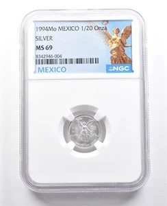 1994 Mo Mexico 1/20 Onza Silver Libertad MS69 NGC *7487 - Picture 1 of 3