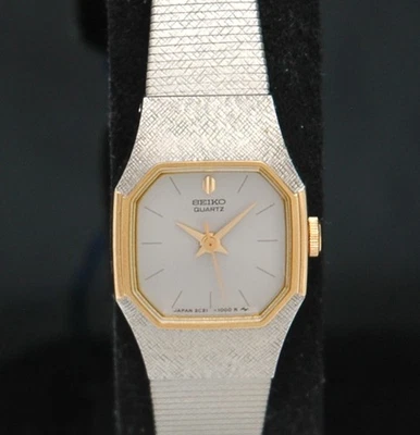 1990's SEIKO Two-Tone Ladies Hexagonal Quartz WATCH 2C21-5409 New Old Stock HTF - Image 1 of 4