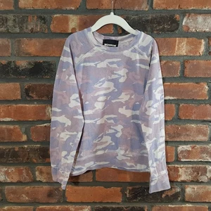 Monrow Lightweight Crewneck Raglan Sleeve Camo Sweatshirt Athleisure Girls' 10 - Picture 1 of 6