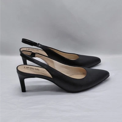 Zapatos cómodos LifeStride Annalise con cordones para mujer 7,5 negros de imitación de cuero Foto 1 de 4