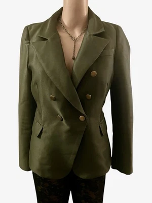 Tailored Military Blazer Structured Jacket Classic Lapels Gold Button Luxury M - Image 1 of 4
