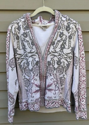 VTG Lucky Brand Y2K Allover Print Hoodie Jacket Sweatshirt M women's floral Rare - Image 1 of 4