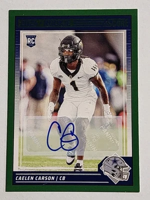 2024 Panini Score Caelen Carson Rookie Auto Green Dallas Cowboys RC NFL #368 - Image 1 of 2