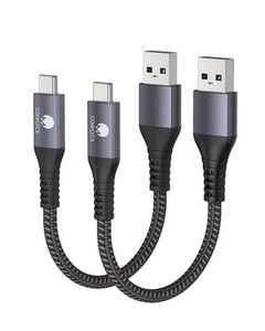USB C Kabel 10 Gbit/s [2 Fuß, 2er-Pack] 3.1 Gen 2 bis 2 Fuß + 2 Fuß, grau  - Bild 1 von 6