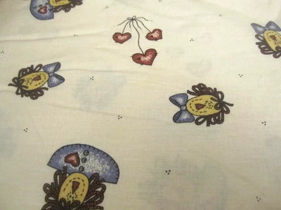 Vtg Spectrix Fabric 1997 Mine & Yours Cotton W Rag Doll Hearts BTY x 44 - Image 1 of 4