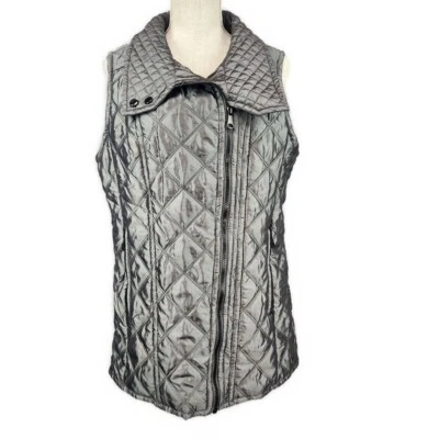 Chaleco asimétrico acolchado Marc New York Andrew Marc para mujer talla M gris metálico Foto 1 de 4