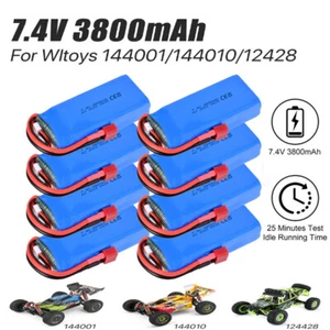Batteria 7,4 V 3800 mAh batteria lipo spina a T per WLtoys 1/14 144001 RC auto 124018 - Foto 1 di 53