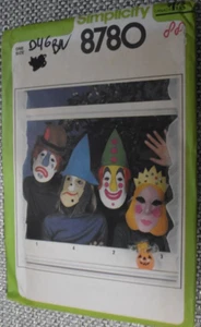 Simplicity 8780 Pattern Masks Clown Witch Princess Uncut - Picture 1 of 2