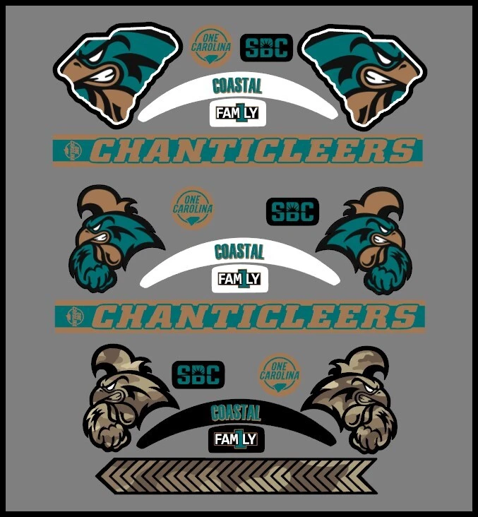 Coastal Carolina Chanticleers Mini Helmet Alternate Decals - 3 designs - Image 1 of 1