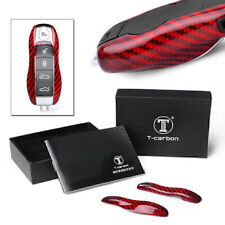Red Real Carbon Fiber 4 Buttons  Remote Key Shell Cover Fob Case For Porsche