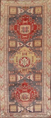 Alfombra de corredor Ardebil geométrica tribal vintage 4'x9' lana anudada a mano alfombra de pasillo Foto 1 de 4