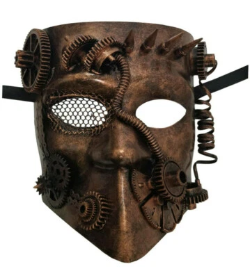 Máscara de Mascarada Steampunk Bauta Hombres Antigua Oro Cepillado Foto 1 de 3