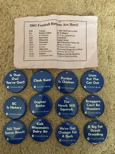 2003 PENN STATE FOOTBALL Citizens Bank Complete Set Pins Buttons w/ Schedule - Foto 1 di 1