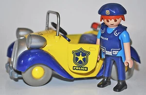 POLICE CAR (NODDY TYPE) CHUNKY CAR WITH PLAYMOBIL POLICE WOMAN FIGURE - Picture 1 of 3