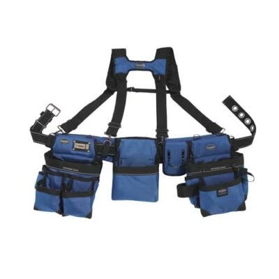 Royal Blue 24 Pocket Polyester Framer's Tool Belt w/ Suspenders Adjustable Strap - Image 1 of 3