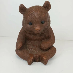Rote Mühle Bär Skulptur Figur Jungtier 1989 Vintage braune Pekannuss Muscheln - Bild 1 von 10