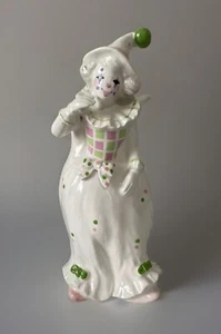 "Florero de cerámica vintage Happy Adorable Clown blanco rosa verde 8,25"" de alto 3"" de ancho" - Imagen 1 de 12