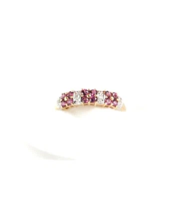 Diamante genuino y amatista natural en oro amarillo sólido de 14k (estampado 585). Foto 1 de 4