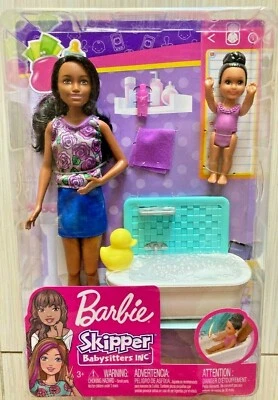 芭比 Skipper Babysitters Inc 洗澡玩具套装 带幼儿 全新 — 第 1/3 张图片