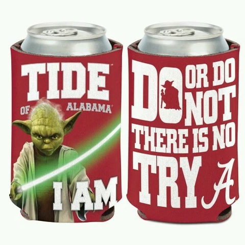 ALABAMA CRIMSON TIDE STAR WARS YODA SOFT FOAM CAN BOTTLE COOZIE COOLER HOLDER Cover