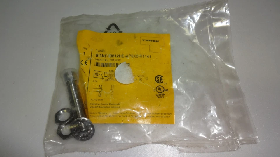Turck BI3NF-EM12HE-AP6X2-H1141  BI3NFEM12HEAP6X2H1141 1615001 Sensor New - Image 1 of 4