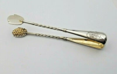 Pinça de açúcar russa 84 prata com cabo torcido #7020 - Imagem 1 de 4