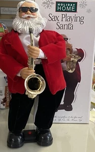 Holiday Home Sax Playing Santa Sways Hips Animated Up On The Housetop Vtg - Picture 1 of 22