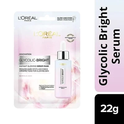 Loreal Paris Glycolic Bright Instant Glowing Serum Sheet Mask, 22 g - Image 1 of 4