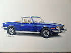 Classic Triumph Stag in Blue - original acrylic painting by John Hunt