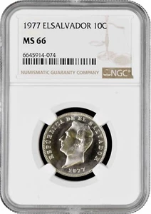El Salvador 10 centavos 1977, NGC MS66, "Republic (1919 - 2001)" Pop 3/1 - Picture 1 of 2