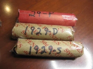 3 rolls ( 150 coins ) 1929-P,29-D,29-S Lincoln cents avg. cir's - Picture 1 of 1