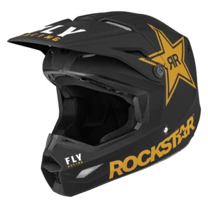 Fly Racing 2023 Kinetic Rockstar Adult MX Enduro Off Road Helmet Black Gold - Picture 1 of 4