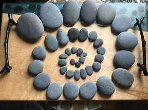 Hand-Picked Beach worn Natural Volcanic Basalt Rocks for Hot Massage set of 40 - Picture 1 of 9