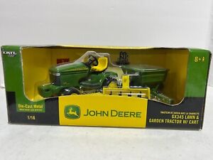 John Deere GX345 Lawn & Garden Tractor w Cart, Tiller & Mower 1/16 Scale by Ertl