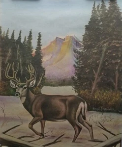 Western Mule Deer 1985 impresión artística Peter A. Strzelewicz 16 x 20" - Imagen 1 de 3