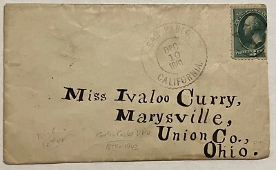 RARE 1881 SAN PABLO CALIFORNIA GEAR WHEEL FANCY CANCEL COVER WITH THICK SCRIPT - Image 1 of 4