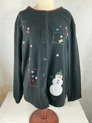 Cárdigan suéter polar Breckenridge vacaciones Navidad para mujer talla grande usado en excelente estado Foto 1 de 4