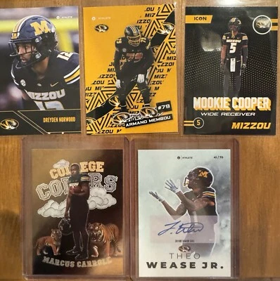 Theo Wease Jr. Onit auto 41/70. Mookie Cooper, Marcus Carroll. Missouri Tigers - Image 1 of 3