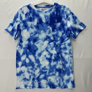 Cat & Jack T-Shirt Boys XL 16 Short Sleeve Tie Due Blue White Tee Shirt   NWT - Picture 1 of 7