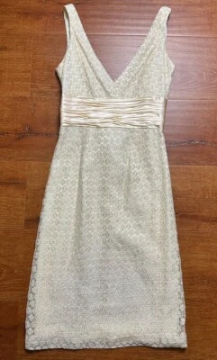 Vestido Maggy London para mujer 4 Babydoll de encaje marfil metálico Tea Posh Glam Royal Foto 1 de 4