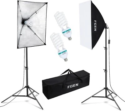 FGen Softbox Lighting Kit, 135W Softbox with 5500K Daylight Studio Light Bulbs - Image 1 of 4