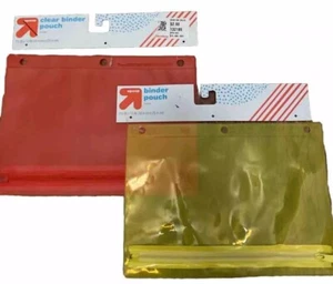 Up & Up Clear Pouch Zipper 1 Red 1 Yellow Binder School Pencils Markers Supplies - Picture 1 of 3
