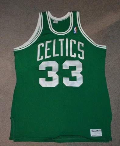 Vintage 1980s Authentic Larry Bird Boston Celtics Sand Knit Jersey Size 44 Cover