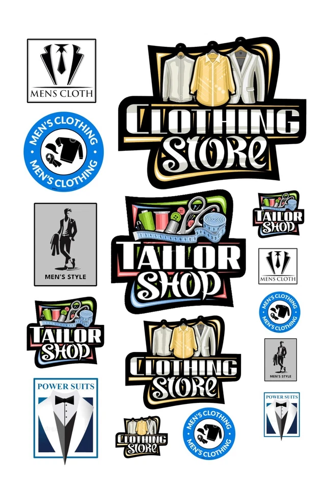 1:87 HO scale model men's clothing store signs fashion boutique posters - Image 1 of 1